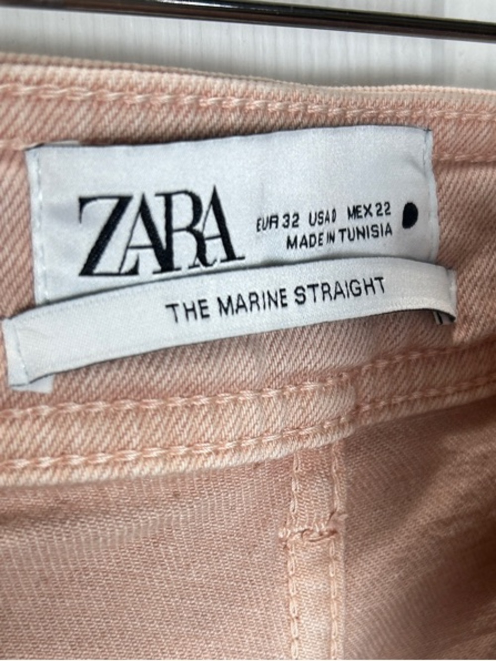ZARA The Marine Straight High Rise Wide Leg Crop Jeans Pink Size 0 - Picture 2 of 11